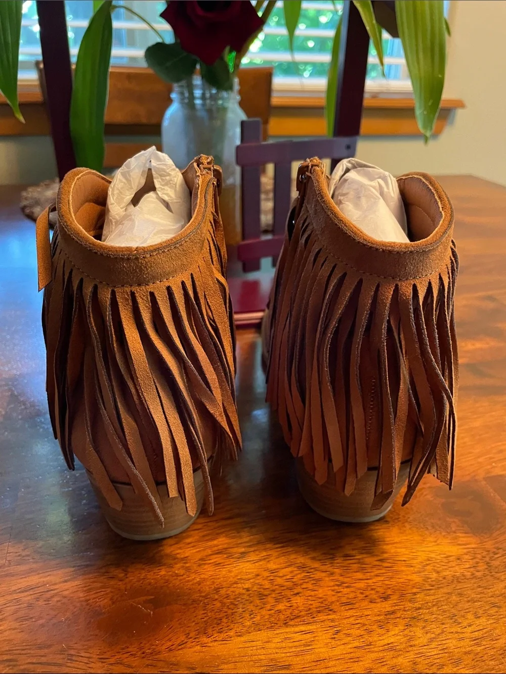 J ADAMS Marrow Fringe Ankle Boot Women’s 8 Tan